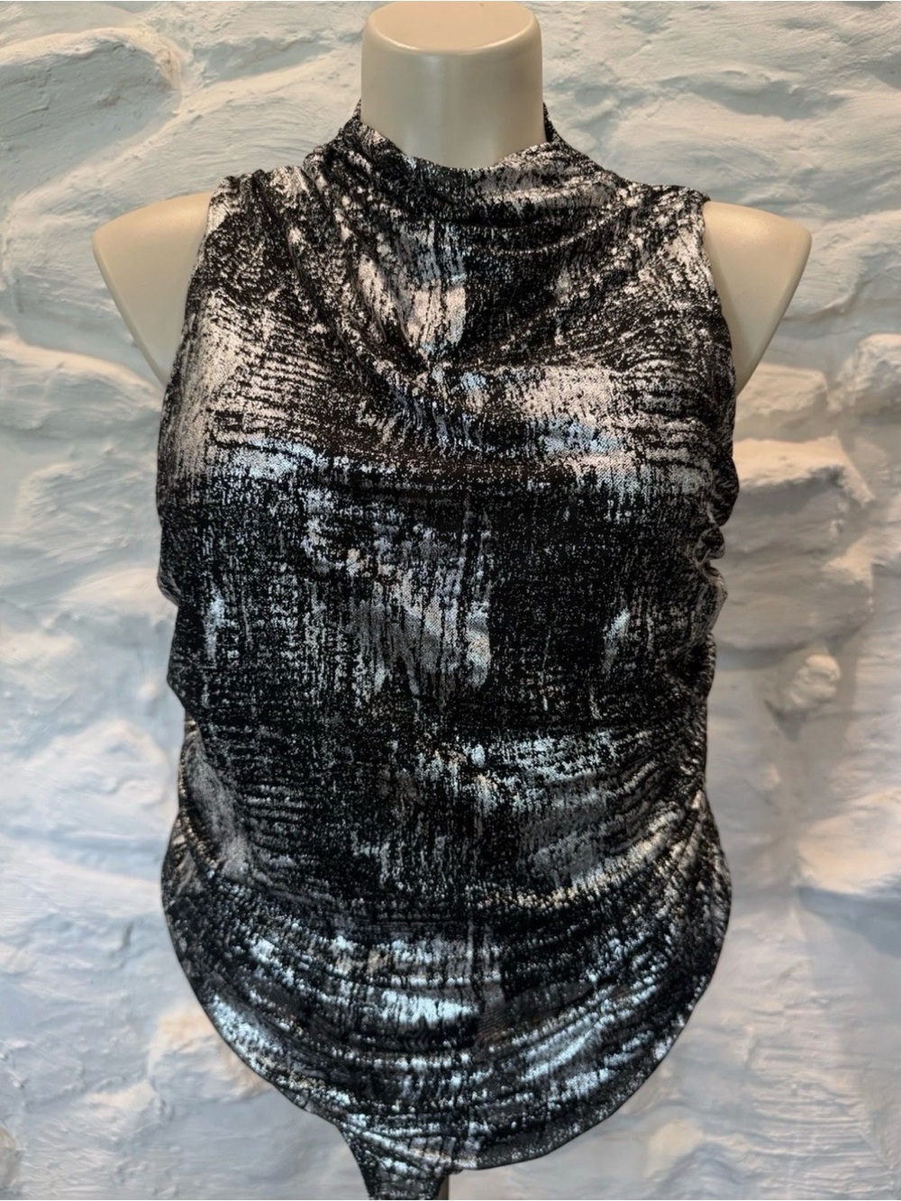 Women’s Urban Rose 1X Metallic Black & Silver Bodysuit Sleeveless